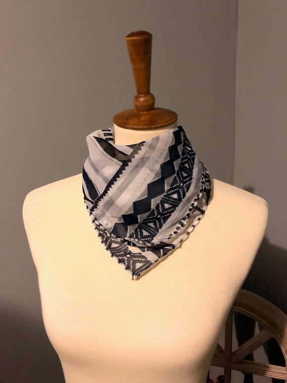 Navy Blue Stripe Scarf Mask